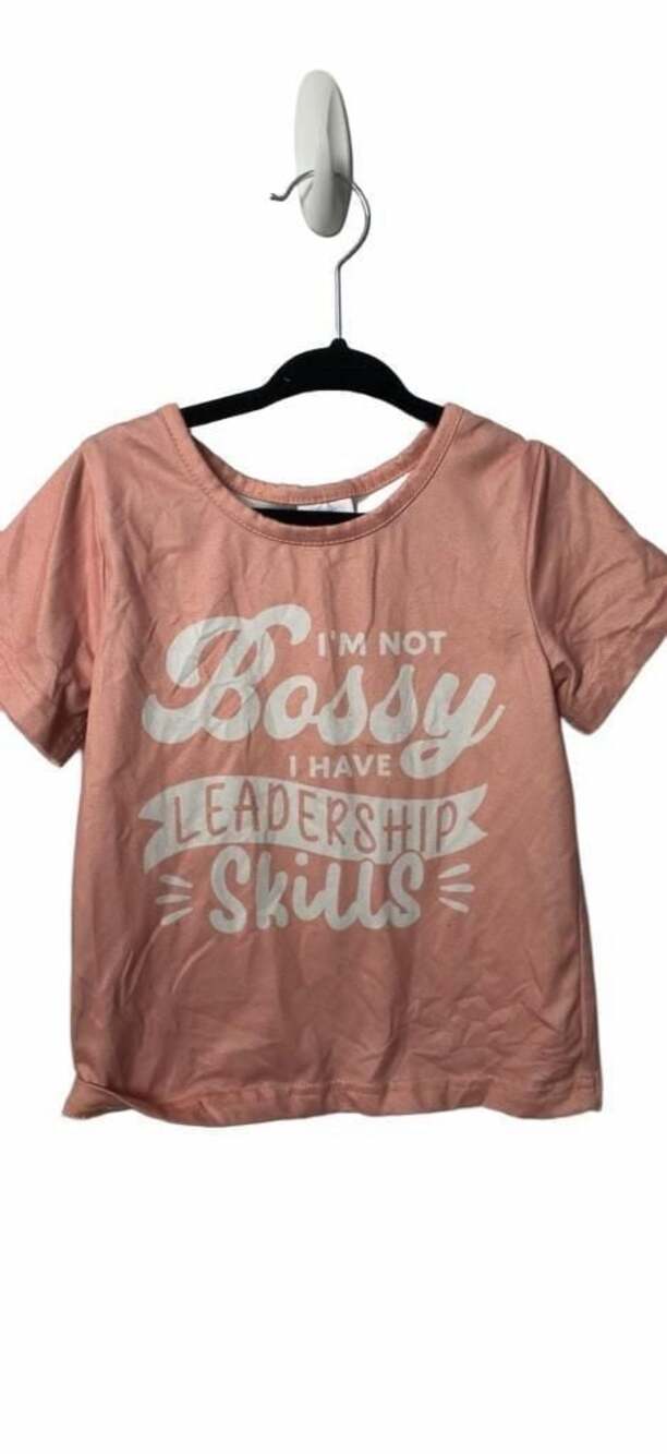 Girls Pink I'm Not Bossy I Have Leadership Skills Graphic T-Shirt 3-4Y